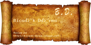 Bicsák Dénes névjegykártya